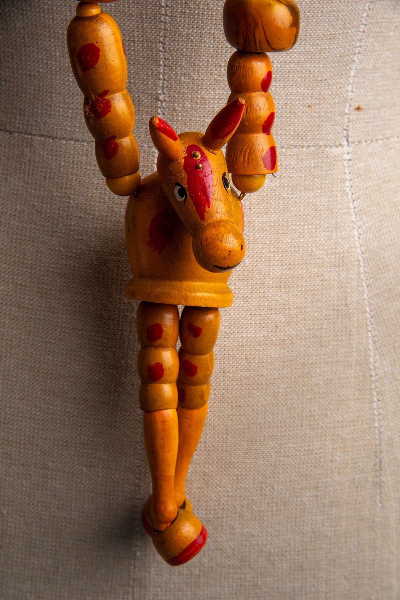 Old Toy Horse on Long Orange Necklace | Hopetown & Hunter