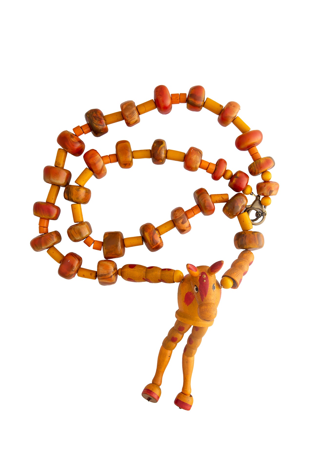 Old Toy Horse on Long Orange Necklace | Hopetown & Hunter