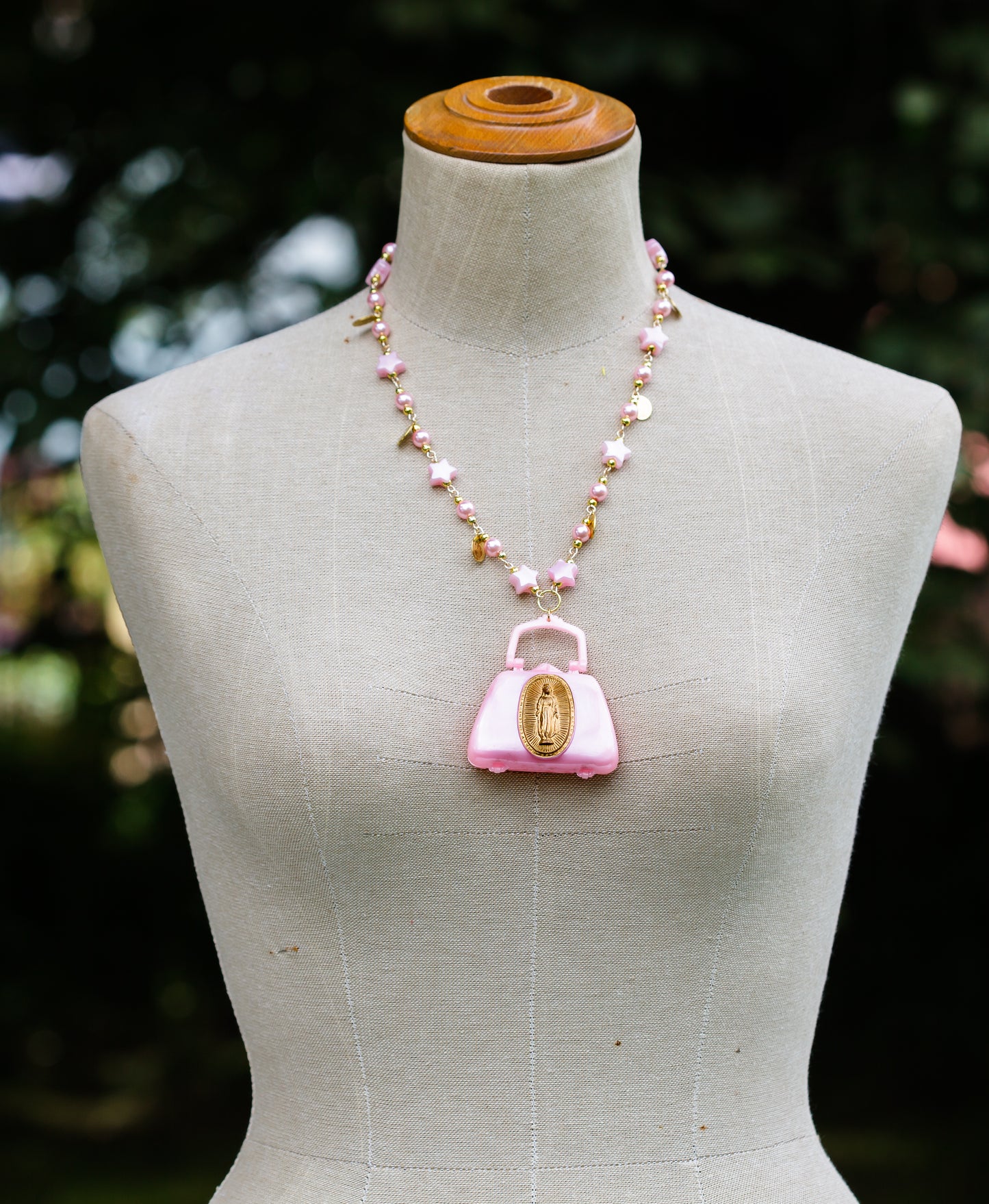 Pink Vintage Dolls Handbag Necklace