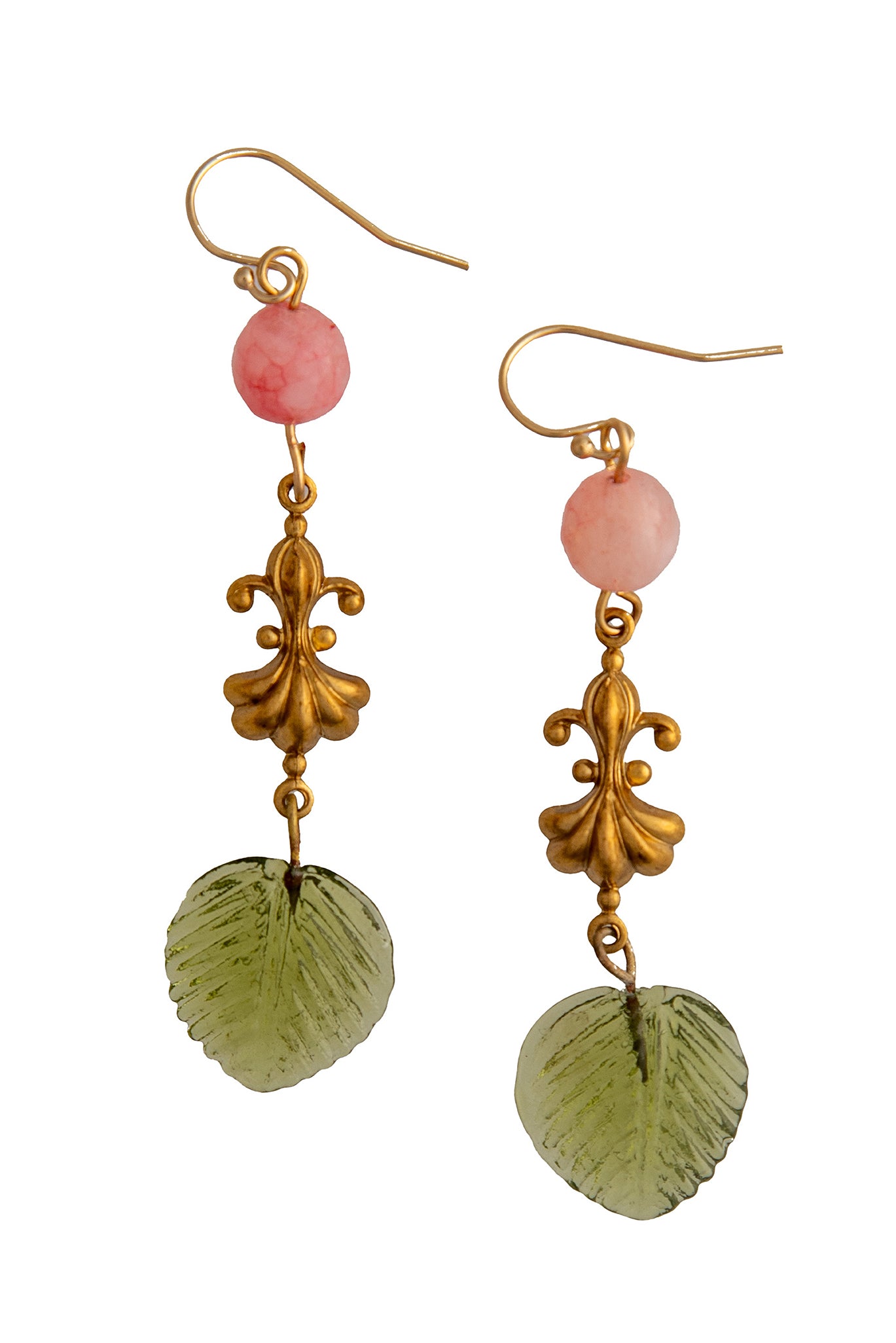 Pink and Green Vintage Drop Earrings | Hopetown & Hunter