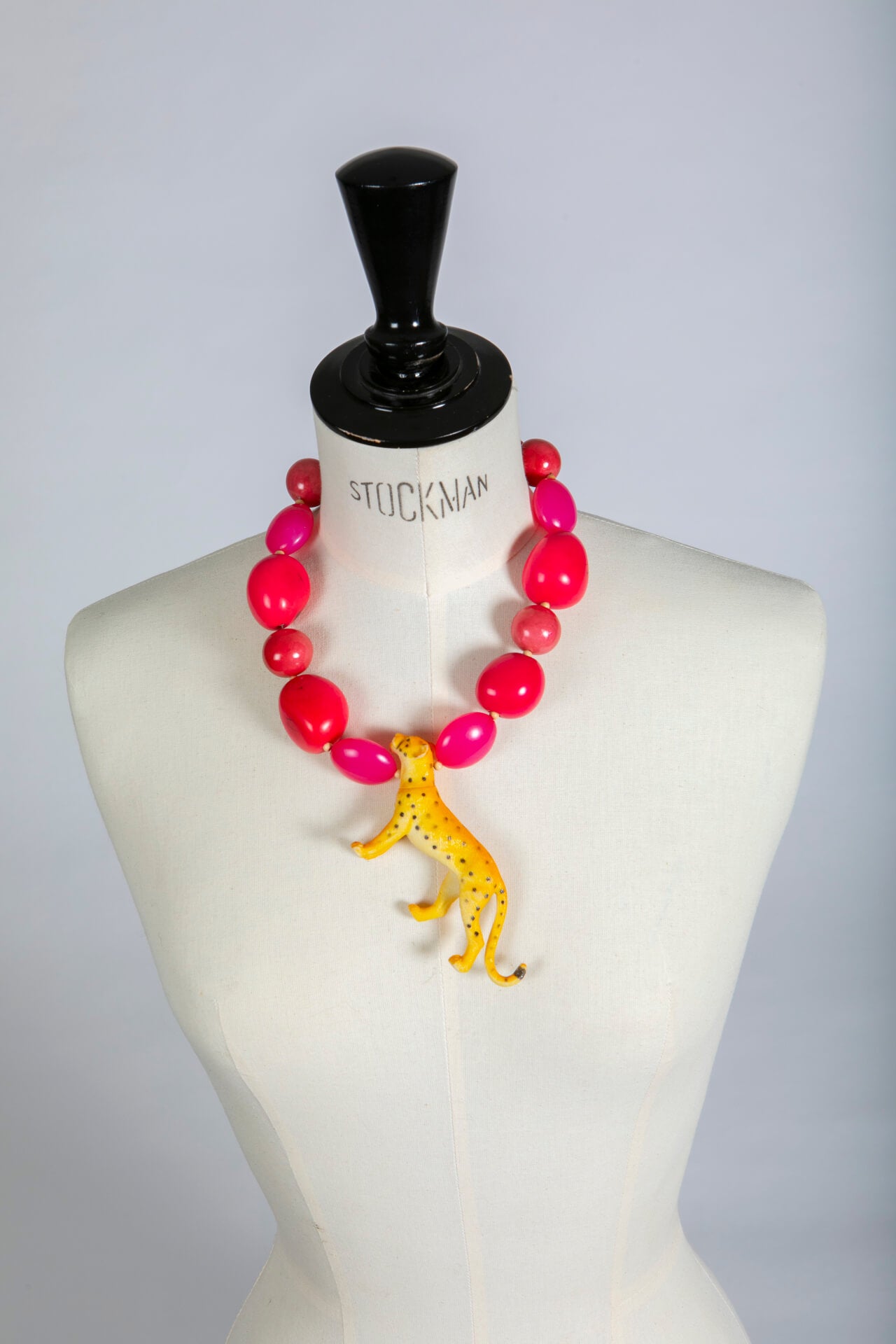 Plastic Leopard on Chunky Pink Necklace