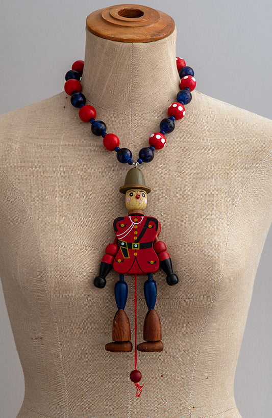 Red And Blue Vintage Pull Toy Necklace | Hopetown & Hunter