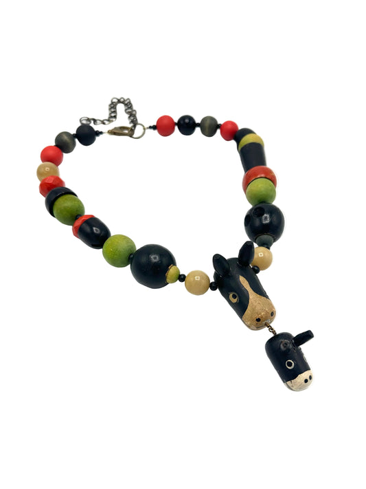 Red Green and Black Toy Horse Necklace | Hopetown & Hunter
