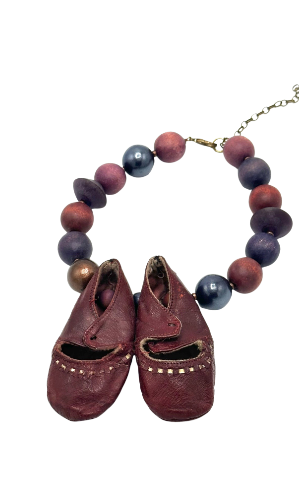 Reimagined Burgundy Baby Shoes Necklace | Hopetown & Hunter