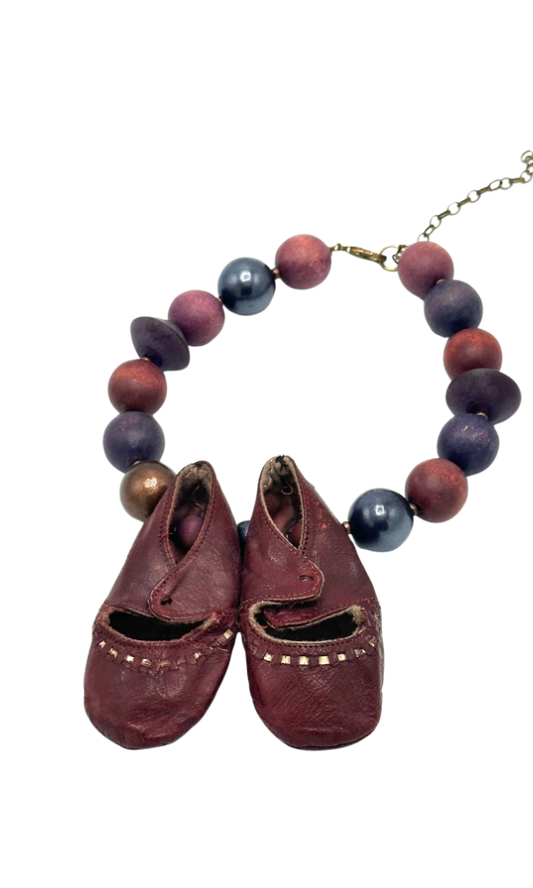 Reimagined Burgundy Baby Shoes Necklace | Hopetown & Hunter