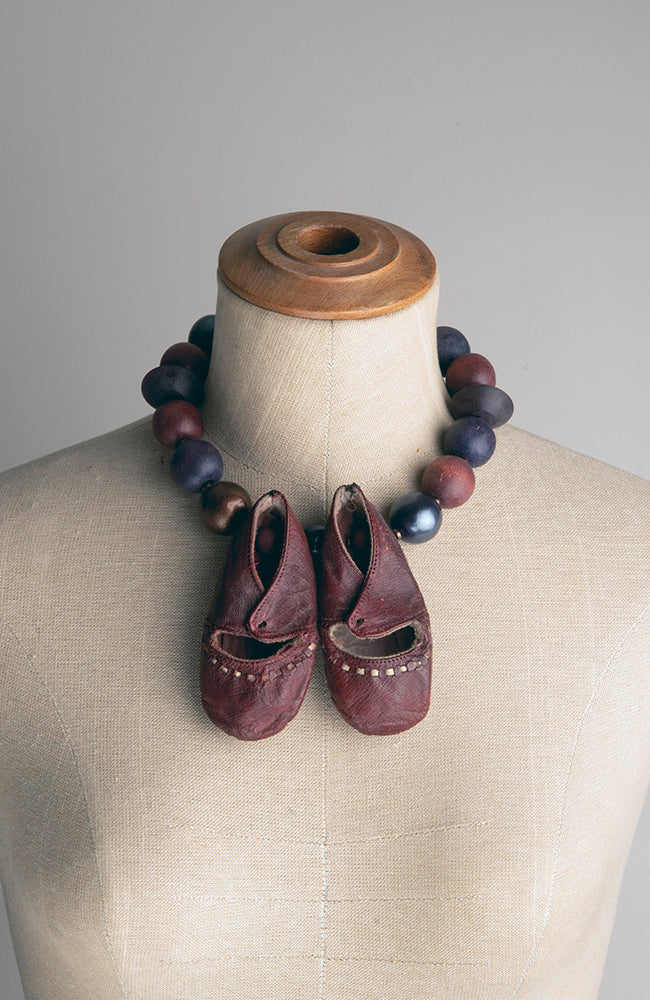Reimagined Burgundy Baby Shoes Necklace | Hopetown & Hunter