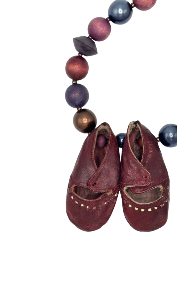 Reimagined Burgundy Baby Shoes Necklace | Hopetown & Hunter