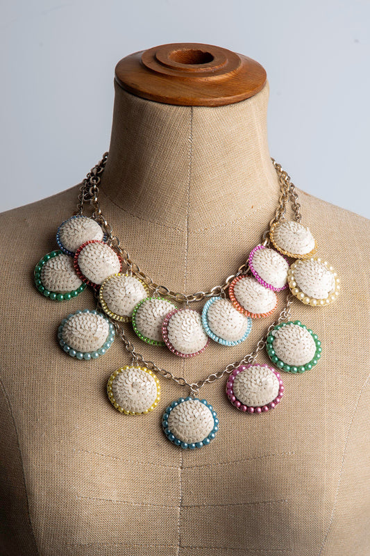 Seven Vintage Sequinned Buttons Necklace | Hopetown & Hunter