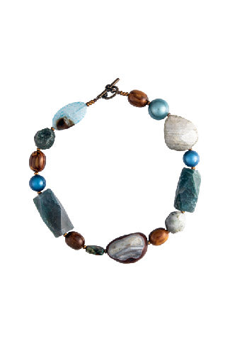 Short Blue And Green Agate Necklace
