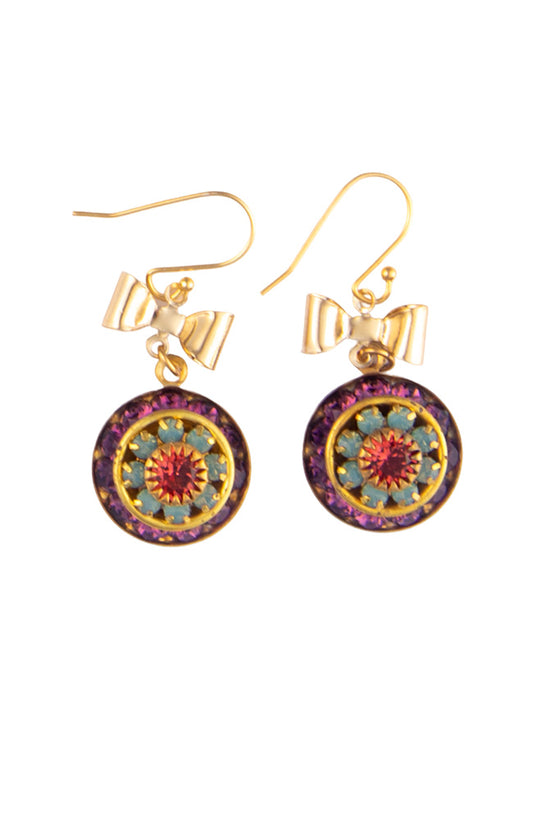 Small Vintage Bow Earrings With Sparkly Round Drop | Hopetown & Hunter