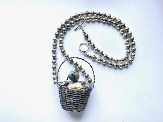 Small Mouse in a Basket Necklace