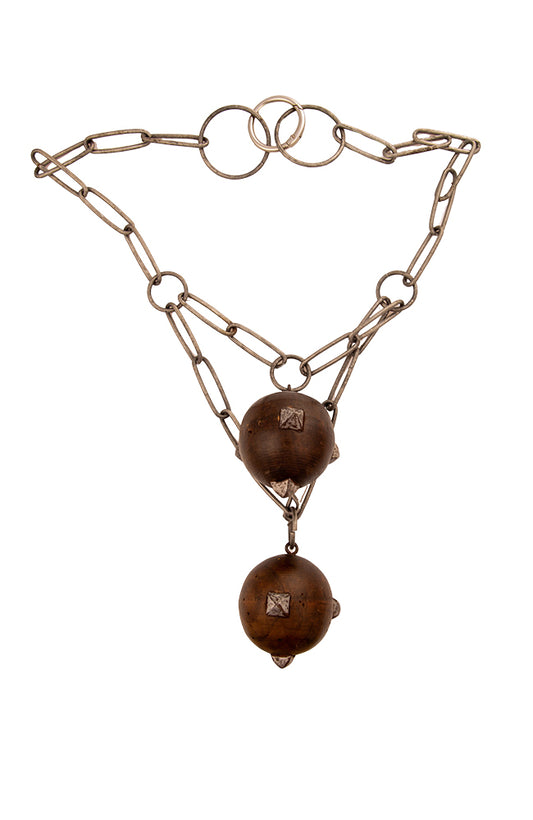  Studded Wooden Balls and Antique Chain Necklace | Hopetown & Hunter