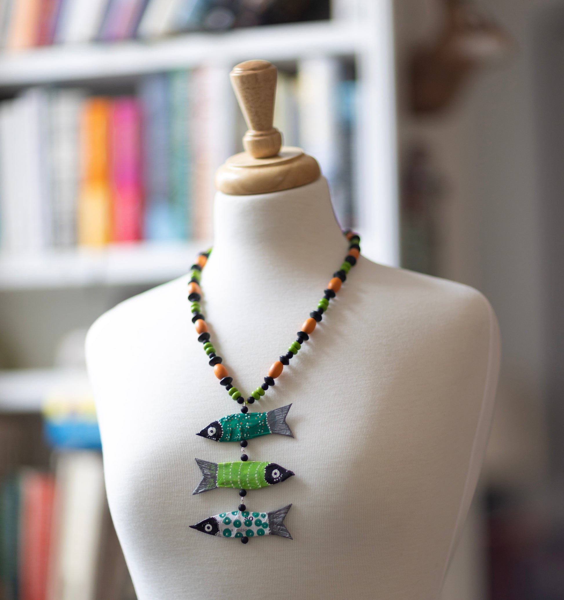 Three Green Fish Necklace