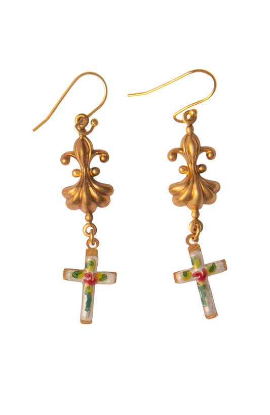 Tiny Vintage Cross Drop Earrings | Hopetown & Hunter