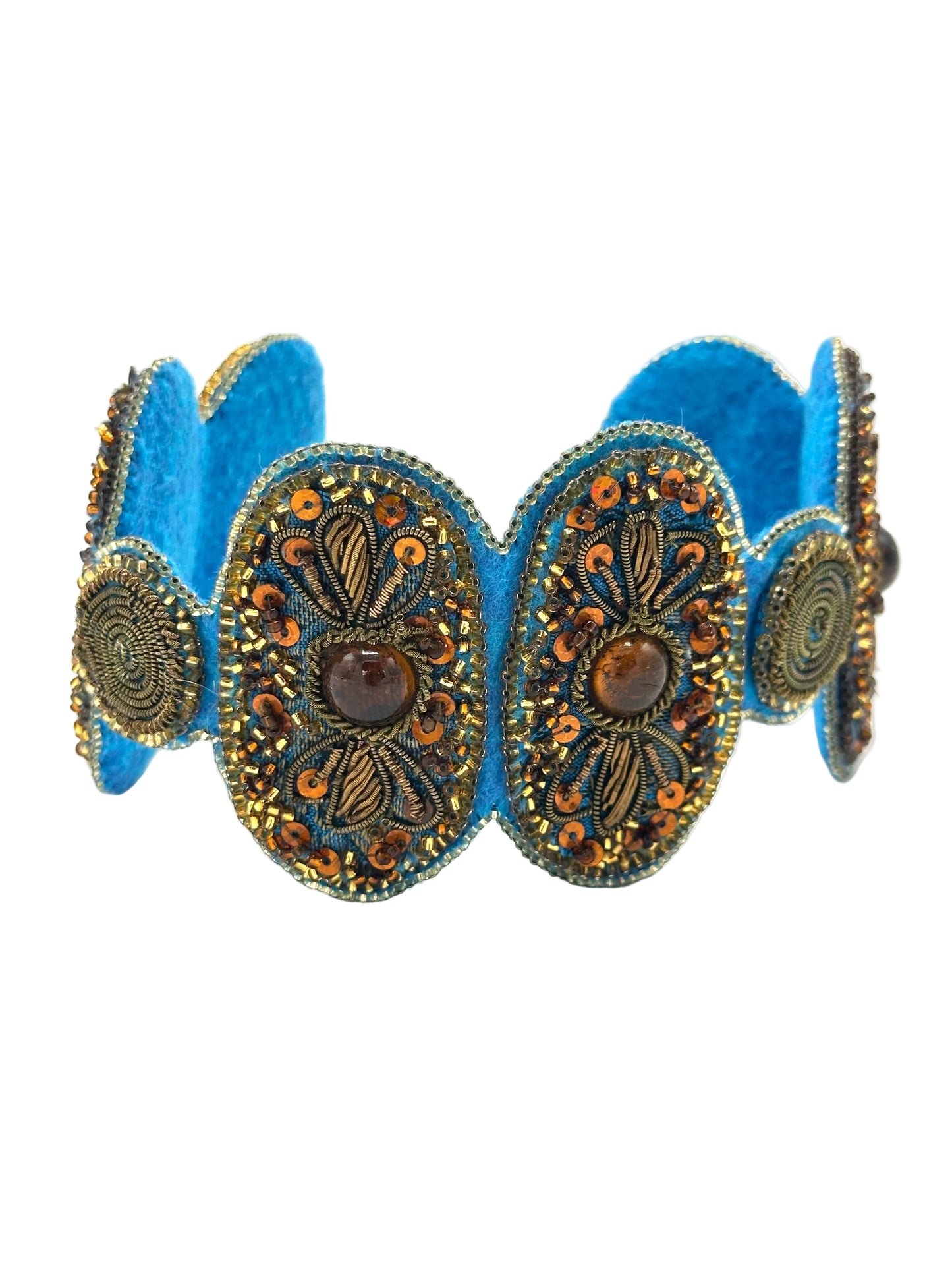 Turquoise and Bronze Vintage Textile Choker | Hopetown & Hunter