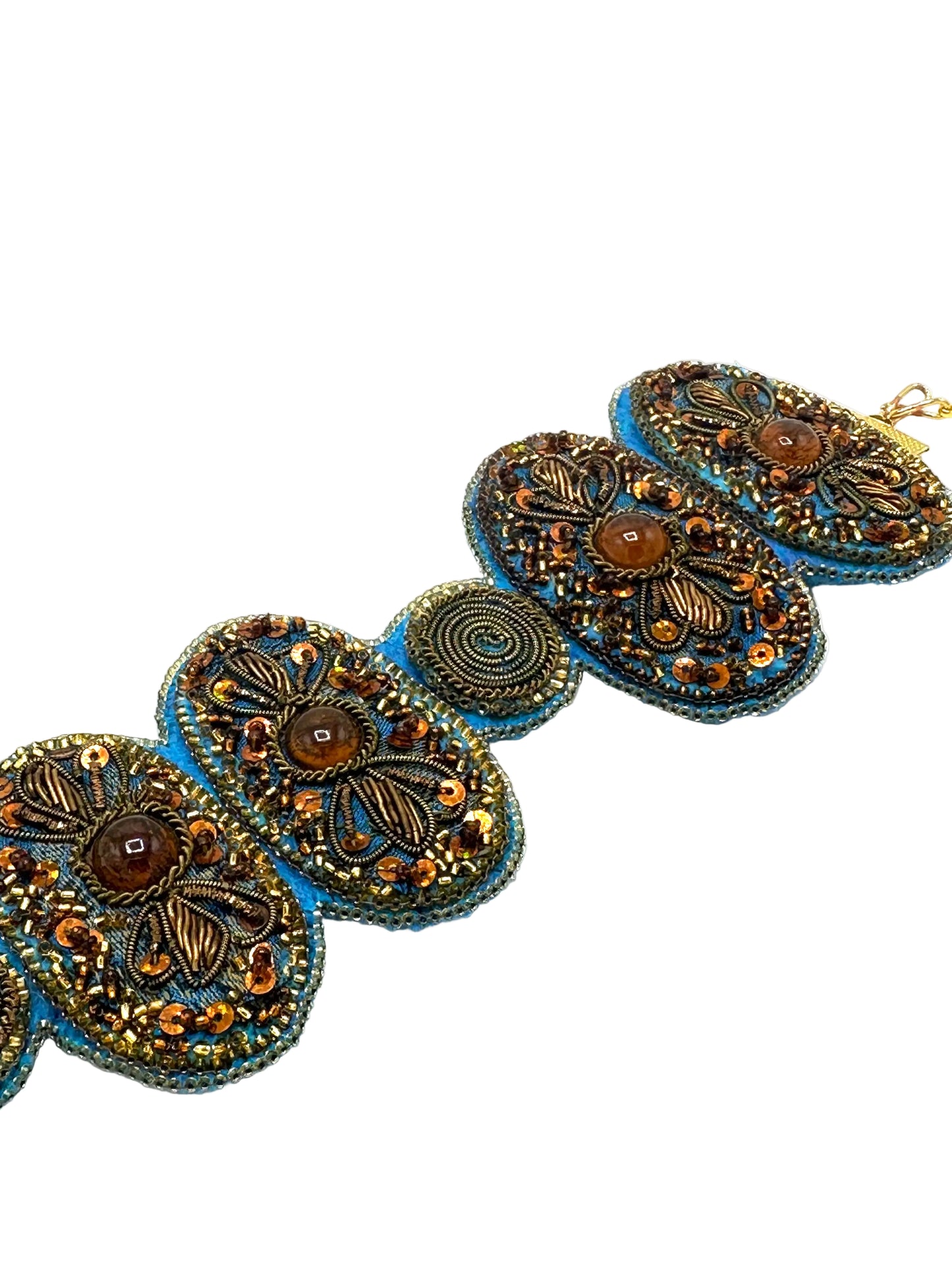 Turquoise and Bronze Vintage Textile Choker | Hopetown & Hunter