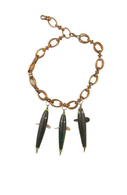 Upcycled Brass Chain With Three Fish Pendants | Hopetown & Hunter