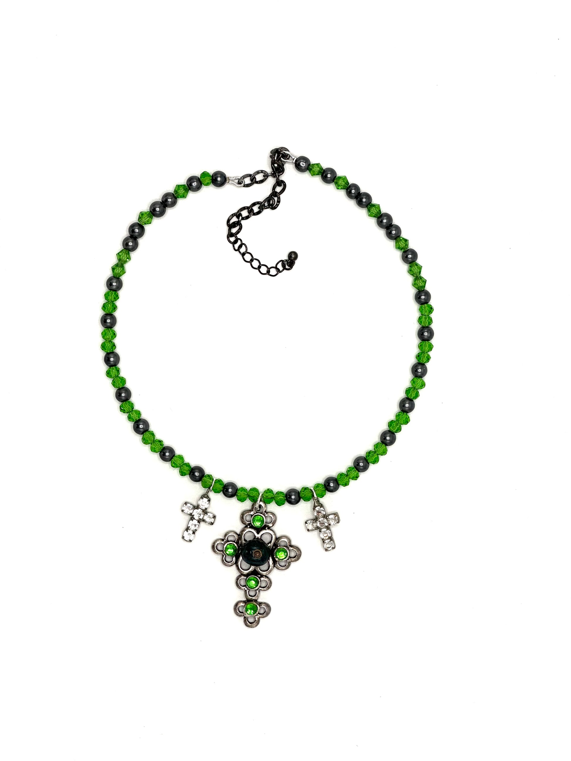 Upscale Silver And Green Cross Necklace | Hopetown & Hunter