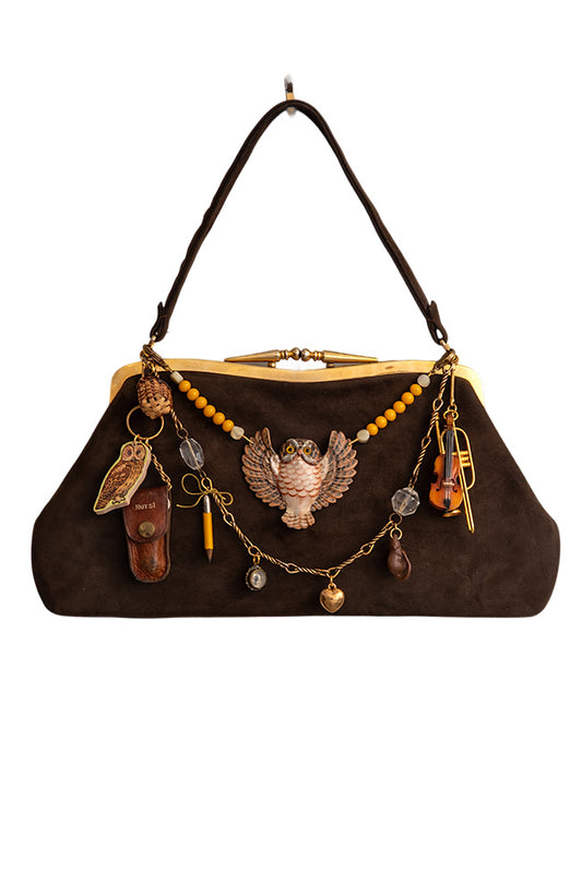 Vintage 1960s Brown Suede Bag With Charms | Hopetown & Hunter