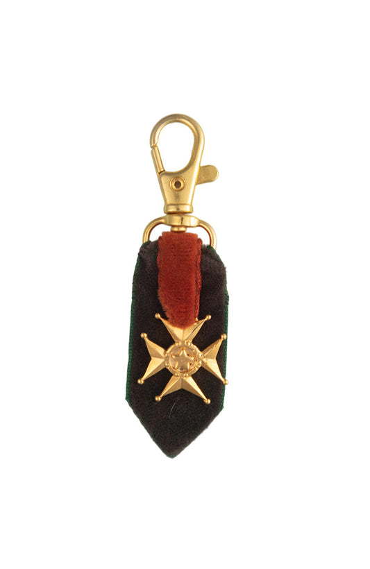 Vintage Medal Bag Charm On Dark Green And Orange Ribbon | Hopetown & Hunter