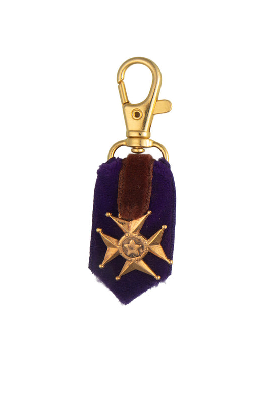 Vintage Medal Bag Charm On Purple Ribbon | Hopetown & Hunter