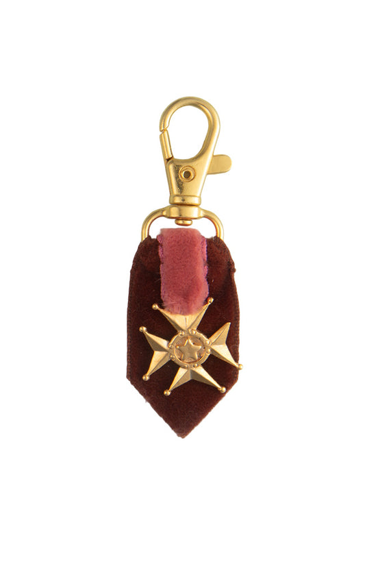 Vintage Medal Bag Charm On Salmon Pink Ribbon | Hopetown & Hunter