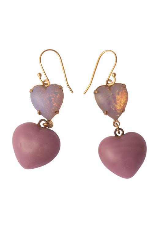 Vintage Pink Heart Earrings