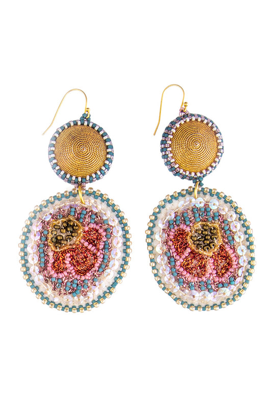 Vintage Textile Oval Drop Earrings | Hopetown & Hunter