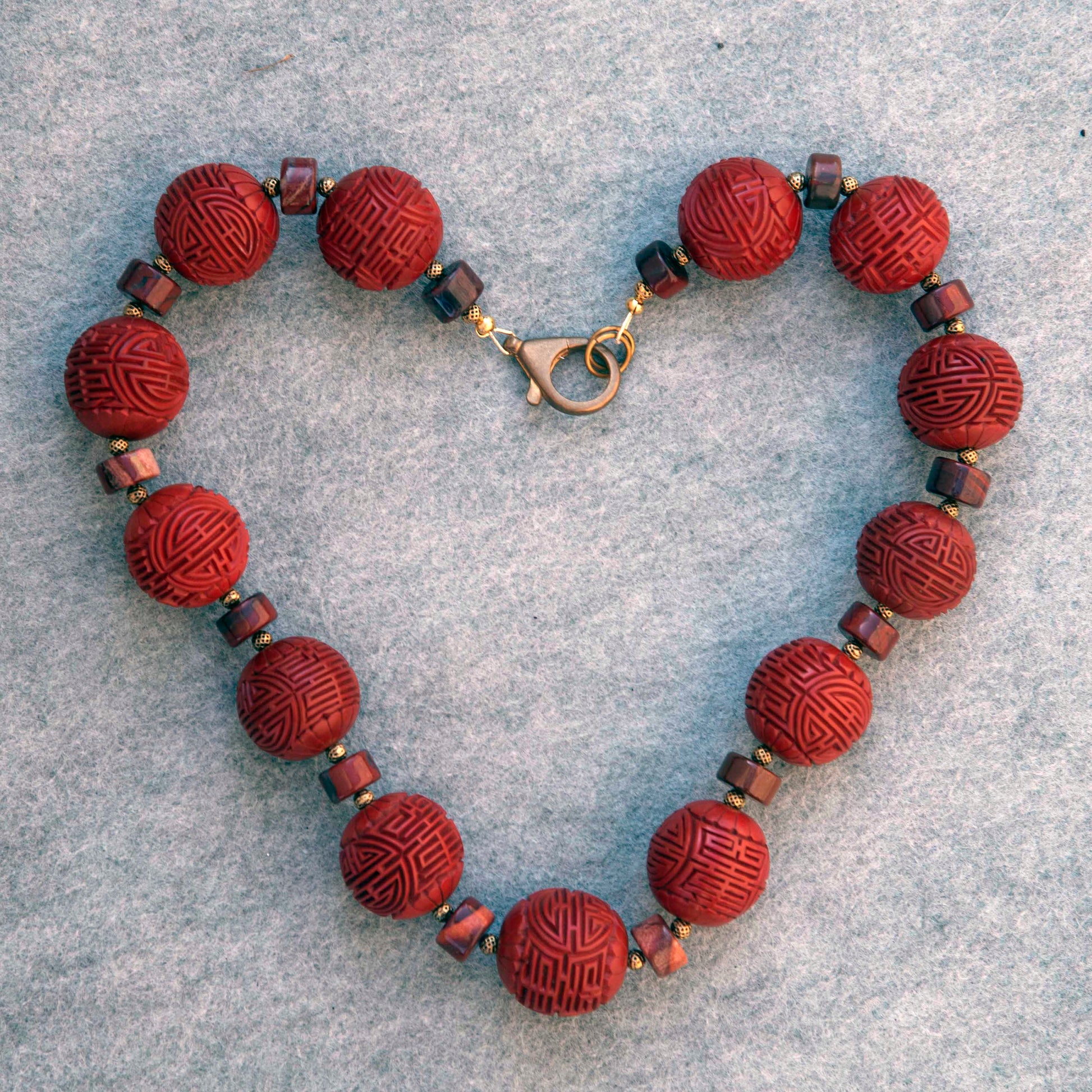 Vintage Cinnabar Bead Necklace
