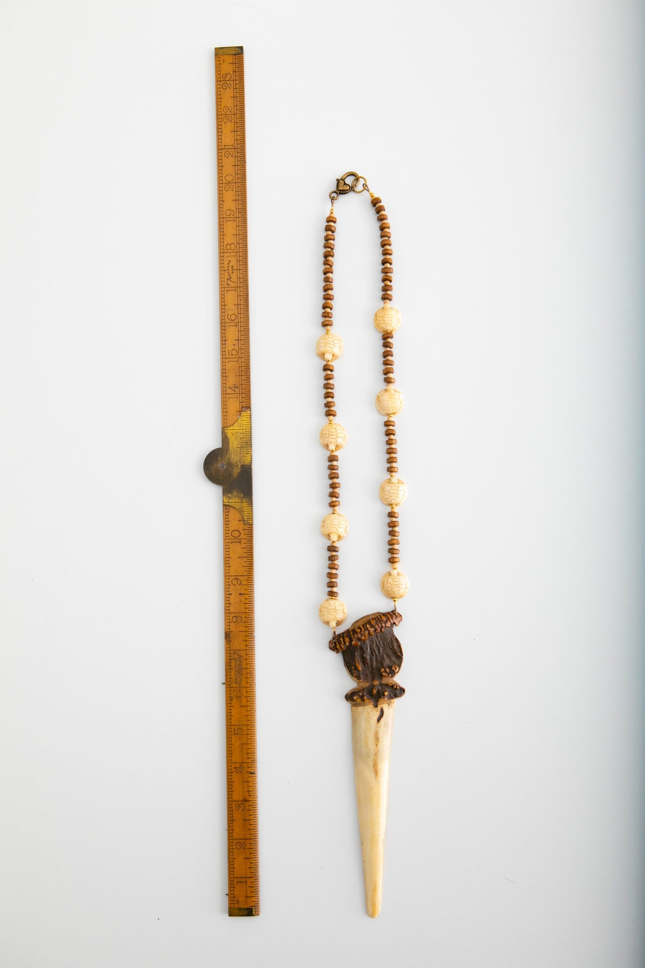 Wood and Handcarved Horn Turtles Necklace with Elegant Vintage Antler Letter Opener Pendant | Hopetown & Hunter