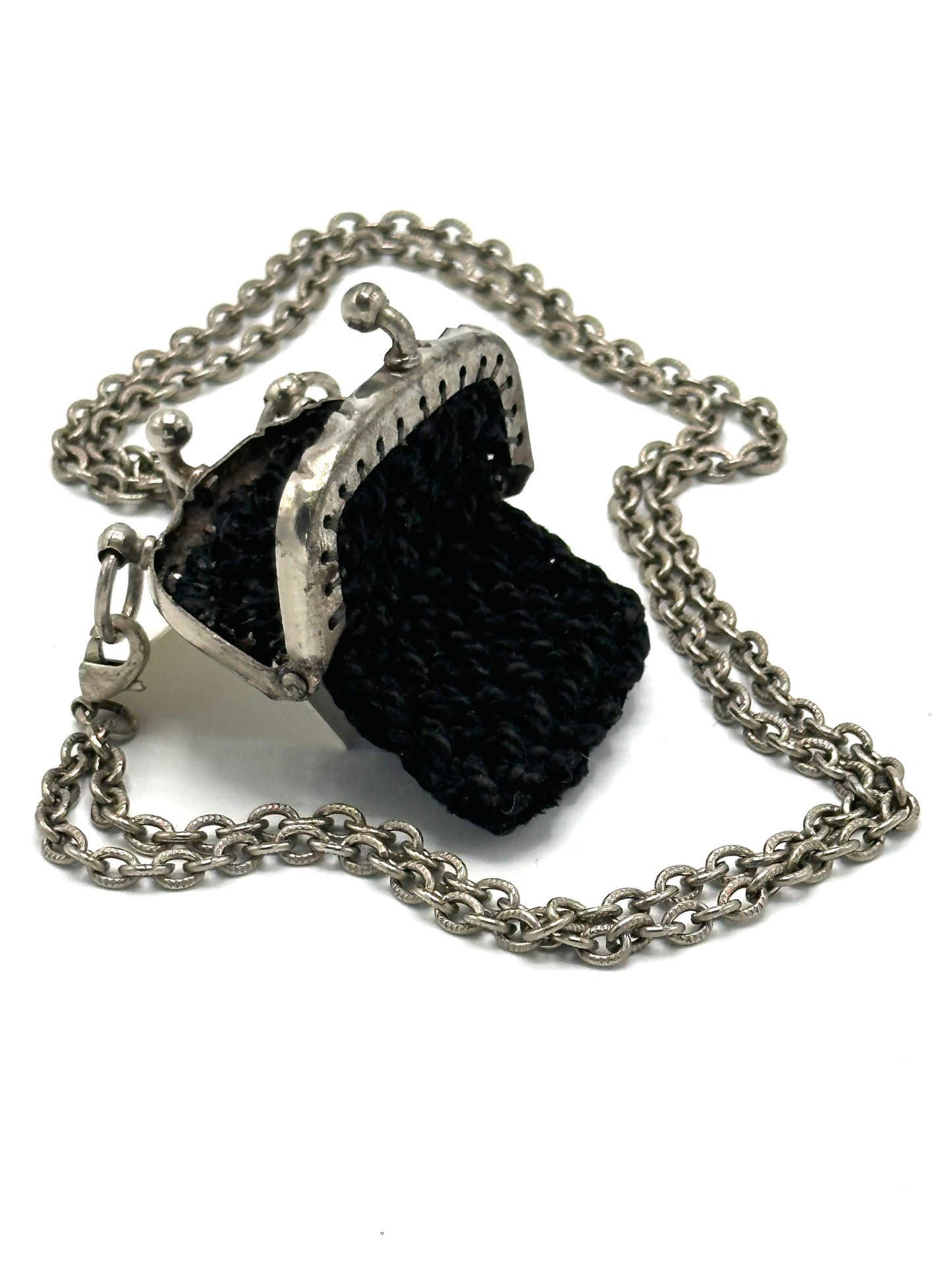Vintage Black Crocheted Coin Purse Necklace | Hopetown & Hunter