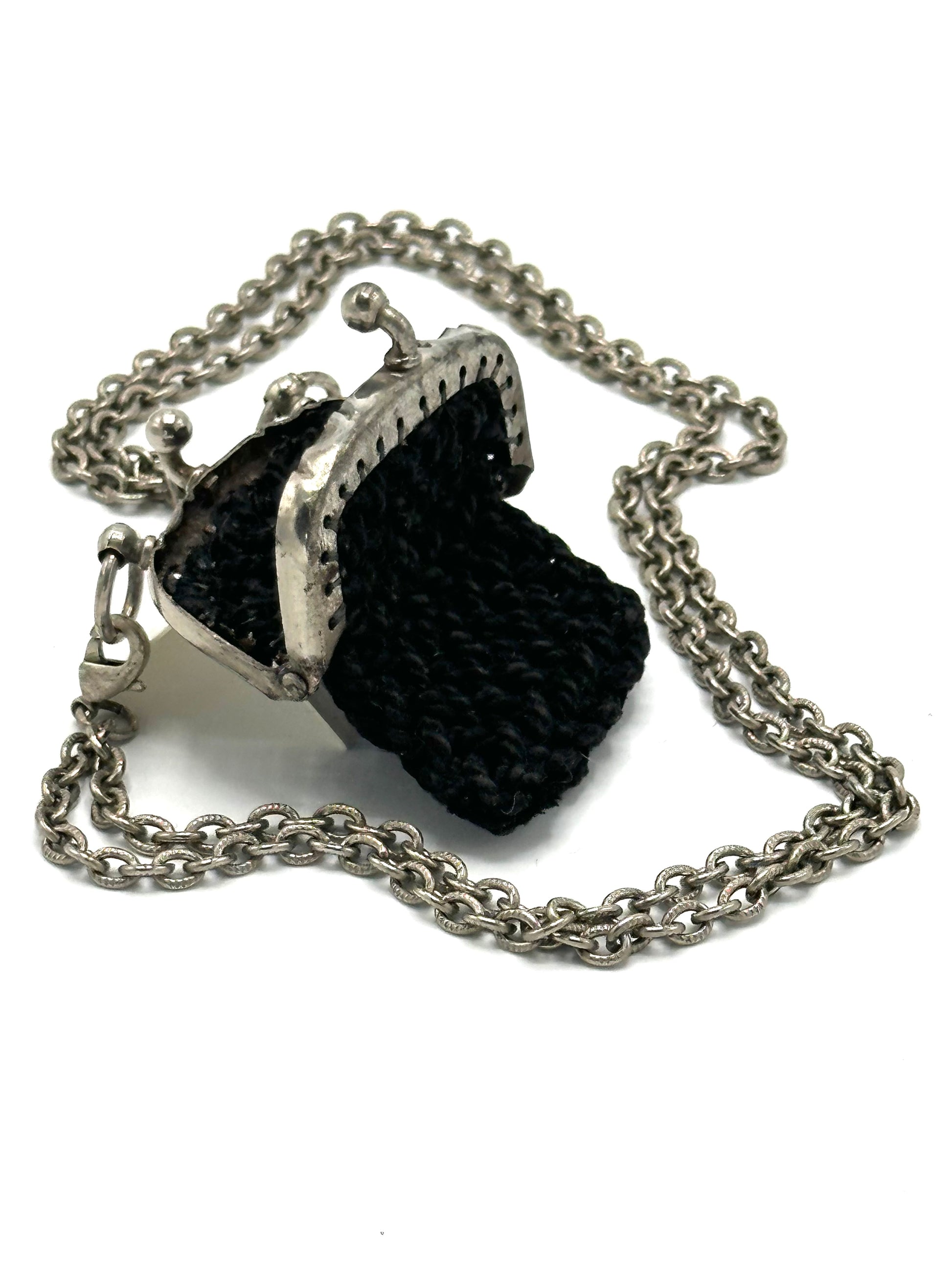 Vintage Black Crocheted Coin Purse Necklace | Hopetown & Hunter