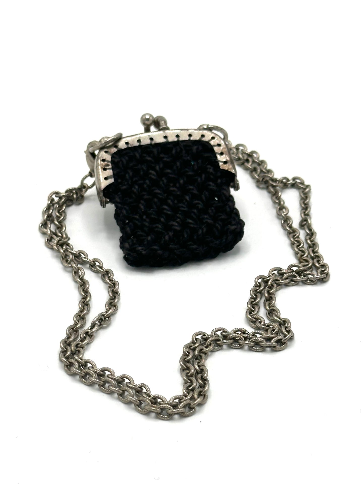 Vintage Black Crocheted Coin Purse Necklace | Hopetown & Hunter