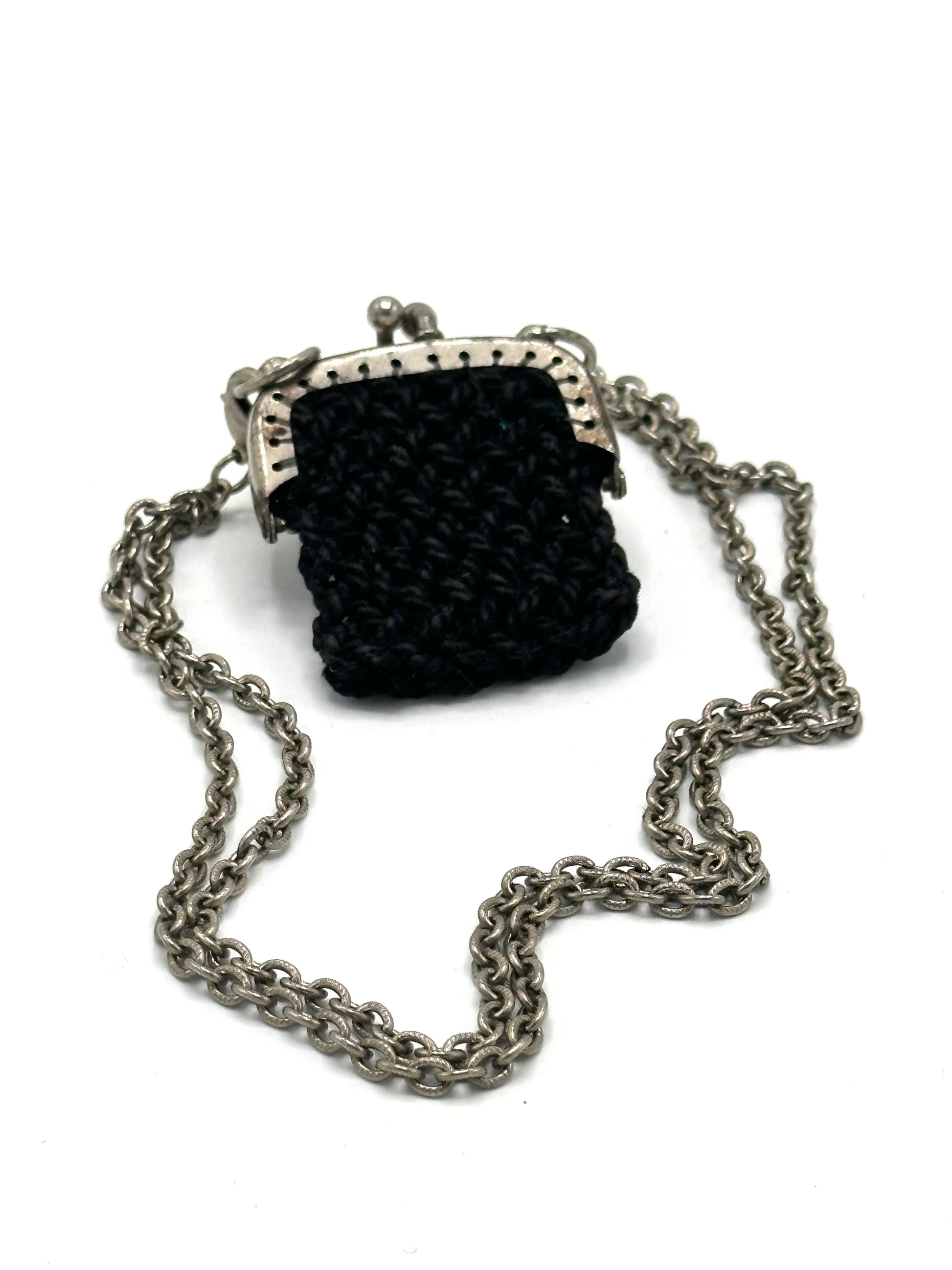 Vintage Black Crocheted Coin Purse Necklace | Hopetown & Hunter