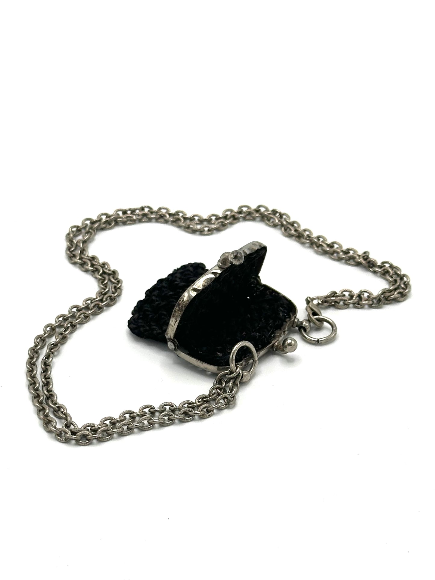 Vintage Black Crocheted Coin Purse Necklace | Hopetown & Hunter