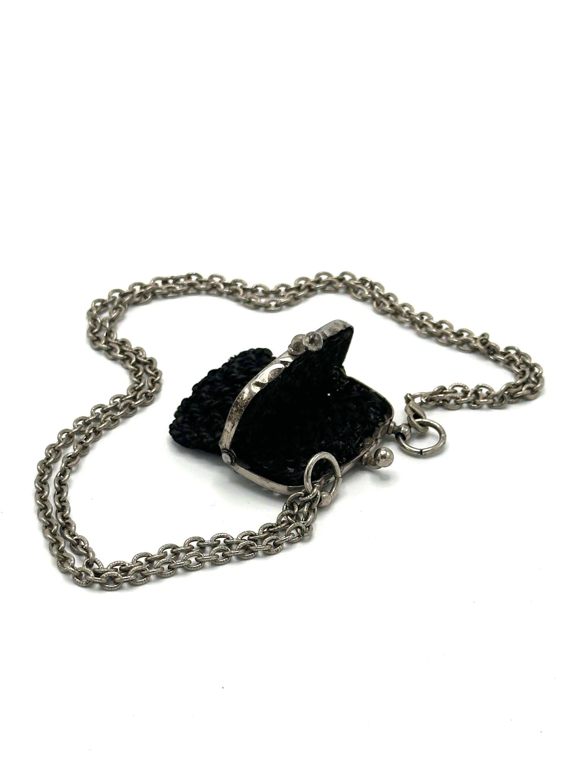 Vintage Black Crocheted Coin Purse Necklace | Hopetown & Hunter