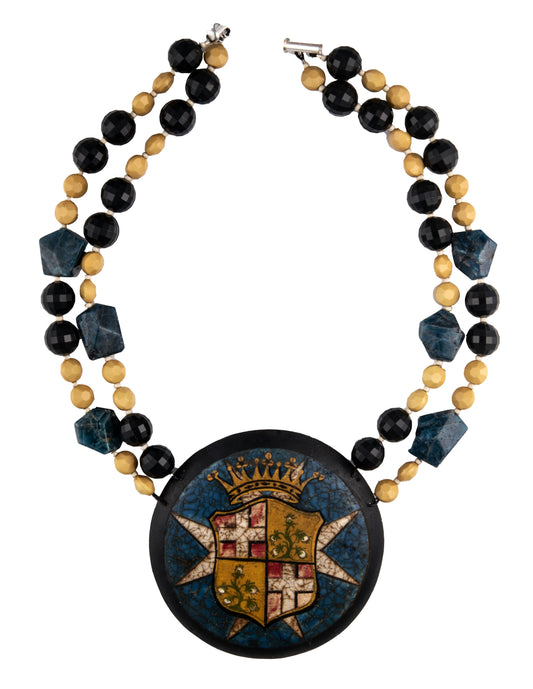 Vintage Blue Tin Military Medallion Necklace | Hopetown & Hunter