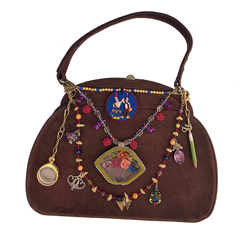 Vintage Brown Bag with Handmade Charms | Hopetown & Hunter