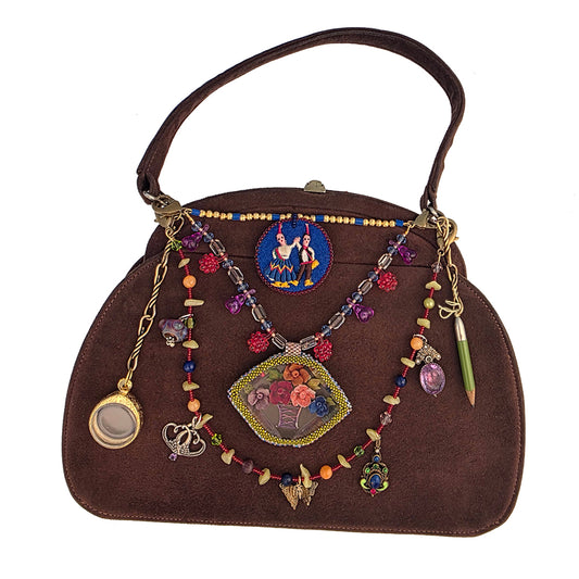 Vintage Brown Bag with Handmade Charms | Hopetown & Hunter