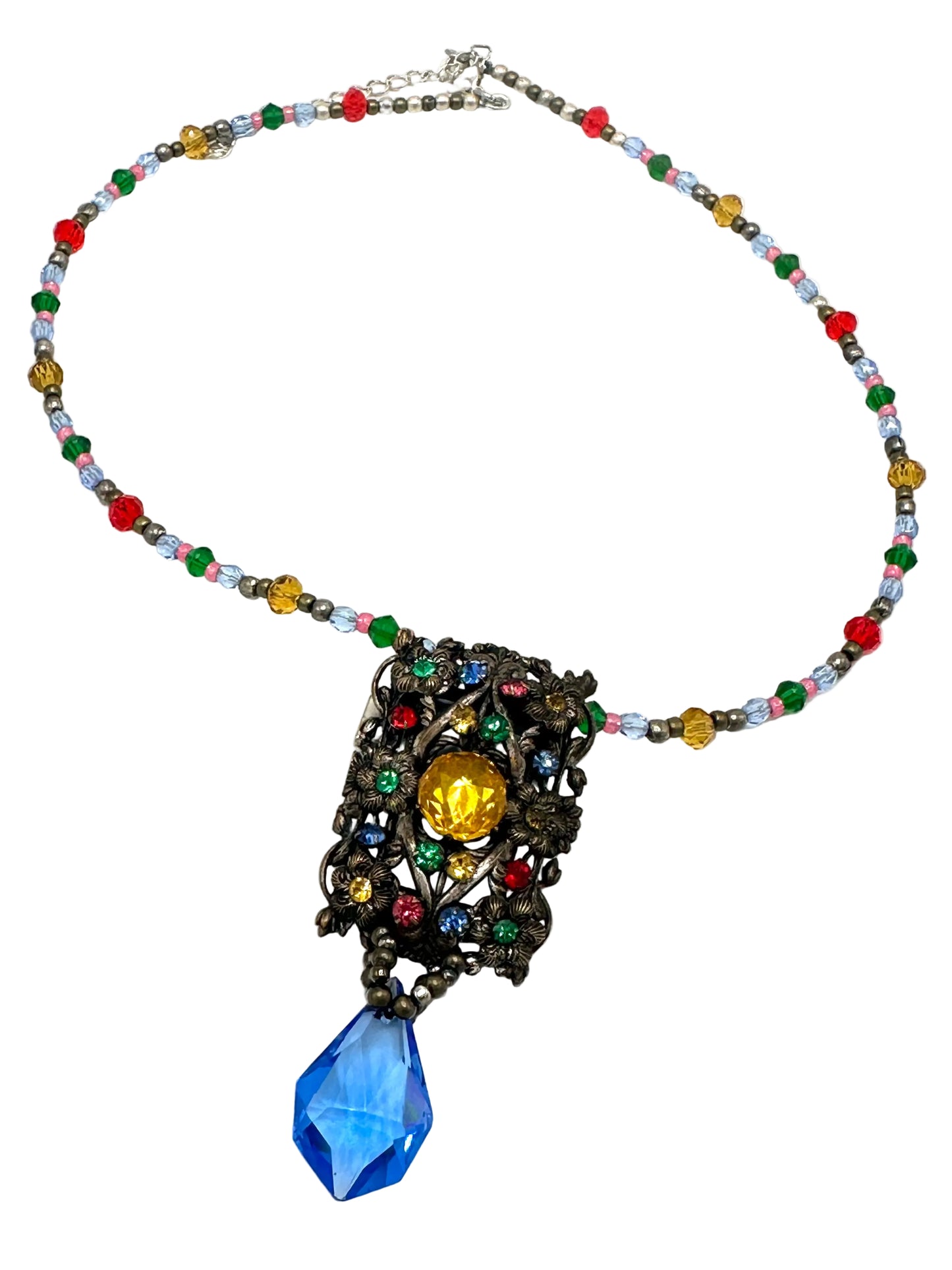 Vintage Buckle Necklace With Blue Dropper | Hopetown & Hunter