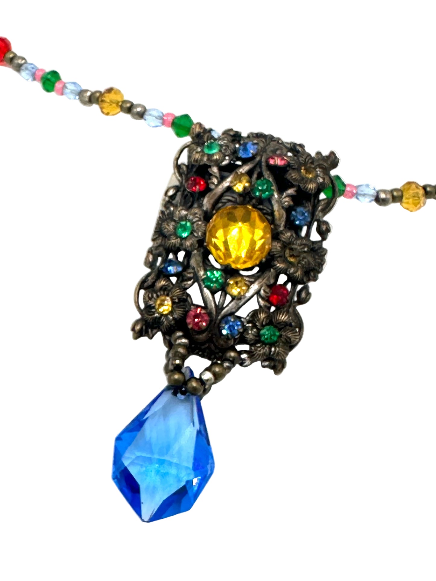 Vintage Buckle Necklace With Blue Dropper | Hopetown & Hunter