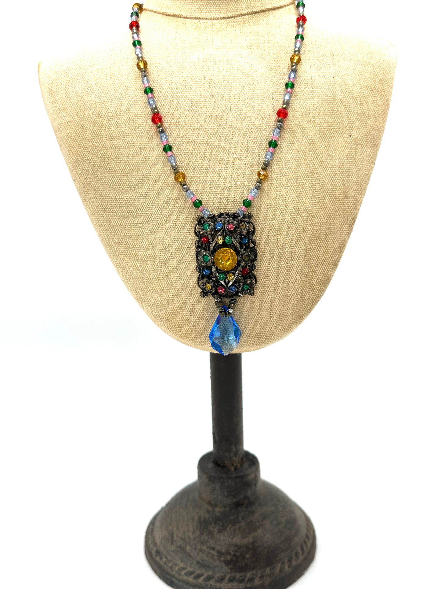 Vintage Buckle Necklace With Blue Dropper | Hopetown & Hunter