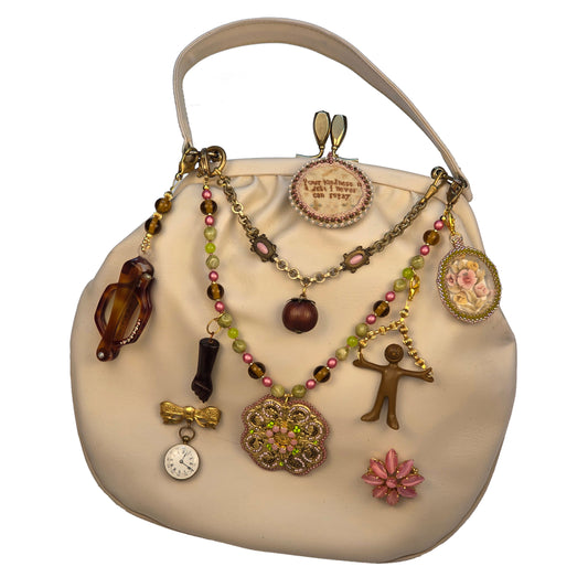 Vintage Cream Bag with Handmade Charms | Hopetown & Hunter
