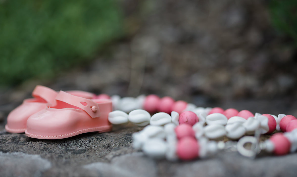 Vintage Pink Rubber Dolls Shoes Necklace | Hopetown & Hunter