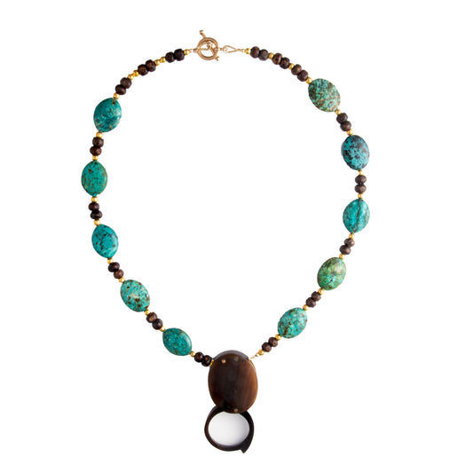 Vintage Plastic Magnifier on Turquoise Bead Necklace | Hopetown & Hunter