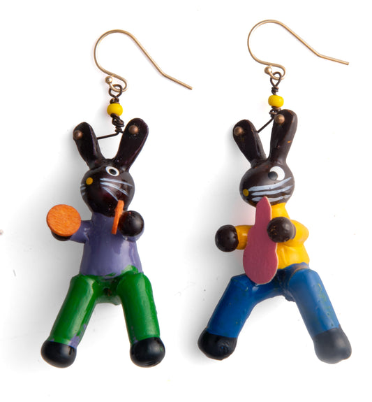 Vintage Rabbit Musician Earrings | Hopetown & Hunter
