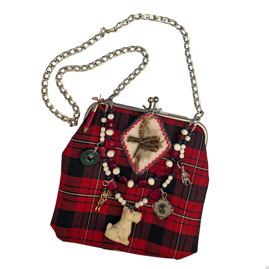 Vintage Tartan Shoulder Bag with Scottish Handmade Charms | Hopetown & Hunter