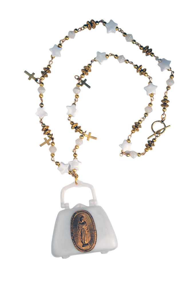 Vintage White Rosary Case Necklace | Hopetown & Hunter