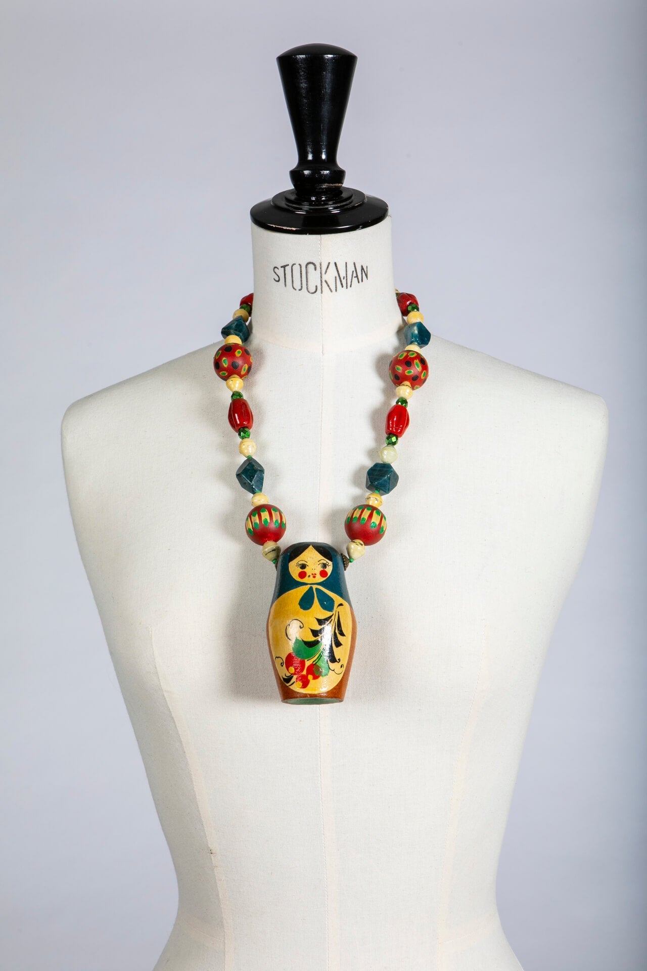 Vintage Matroyshka Doll Necklace on Red and Blue Necklace | Hopetown & Hunter