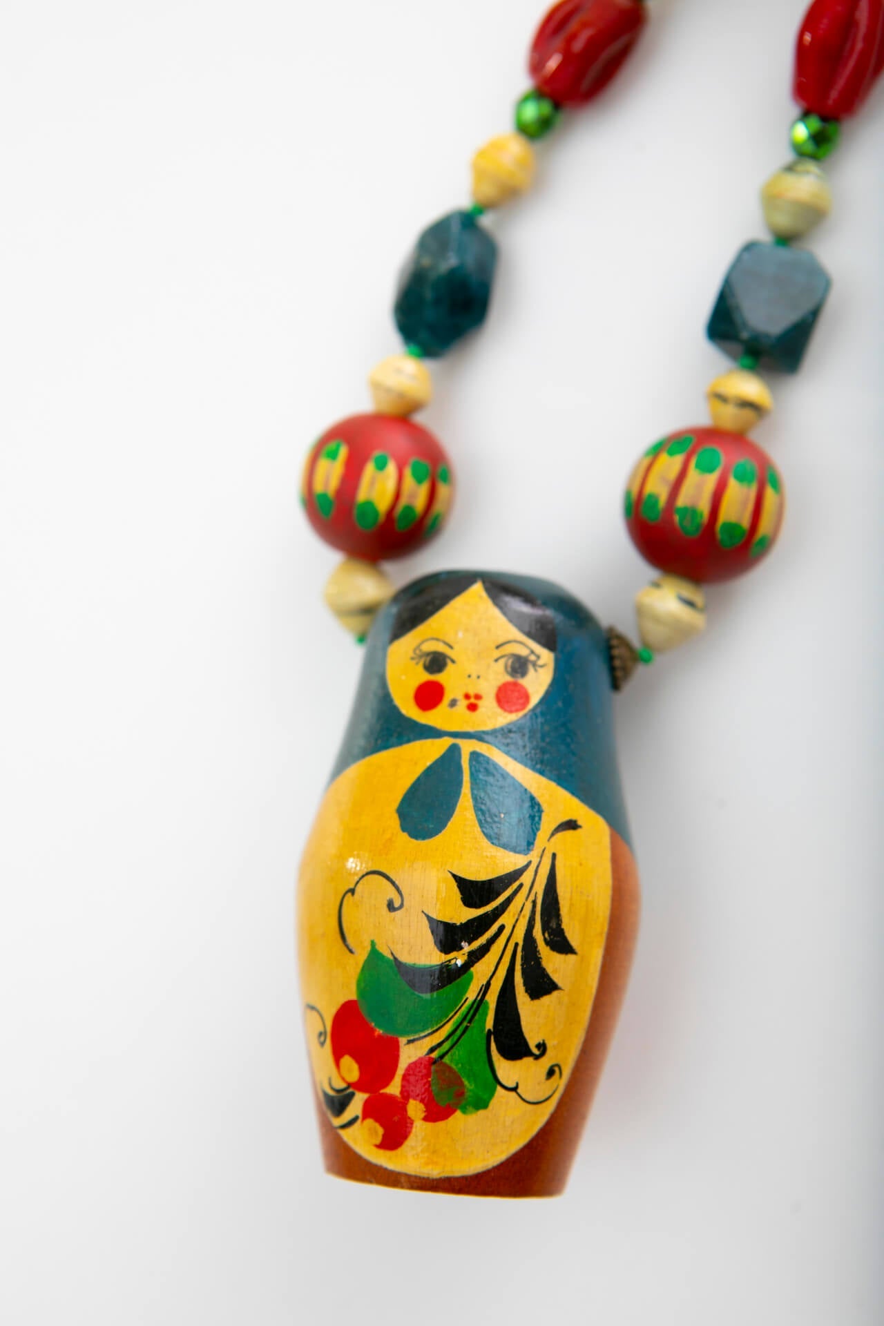 Vintage Matroyshka Doll Necklace on Red and Blue Necklace | Hopetown & Hunter